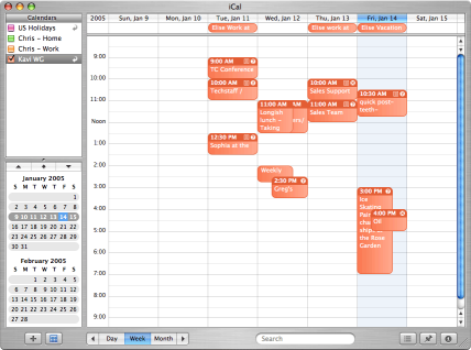 Apple iCal - viewing a subscribed calendar