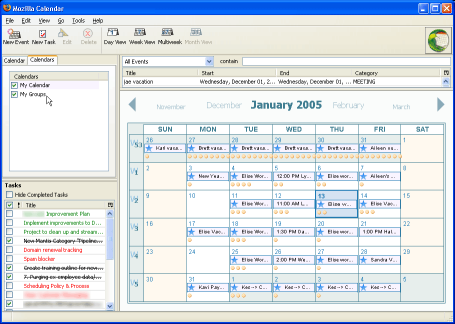 Mozilla Calendar - viewing a subscribed calendar
