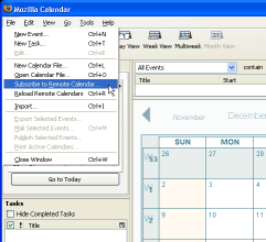 Mozilla Calendar - subscribe